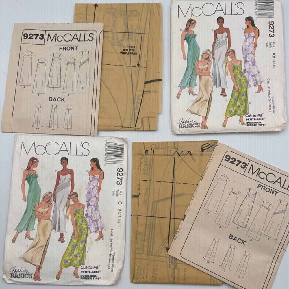 McCalls 9273 Slip Dress Sewing Pattern Twin Lot Sizes 4-14 Cut to Fit Sundress`